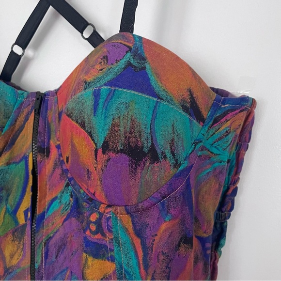 Vintage 90s Deadstock CHRISTINA FAIRBANKS Bustier Top Abstract Print Coin Fringe - Picture 7 of 12
